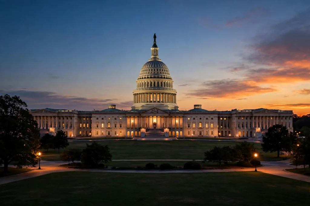 The U.S. Capitol building as the Senate debates the permanent daylight savings time bill