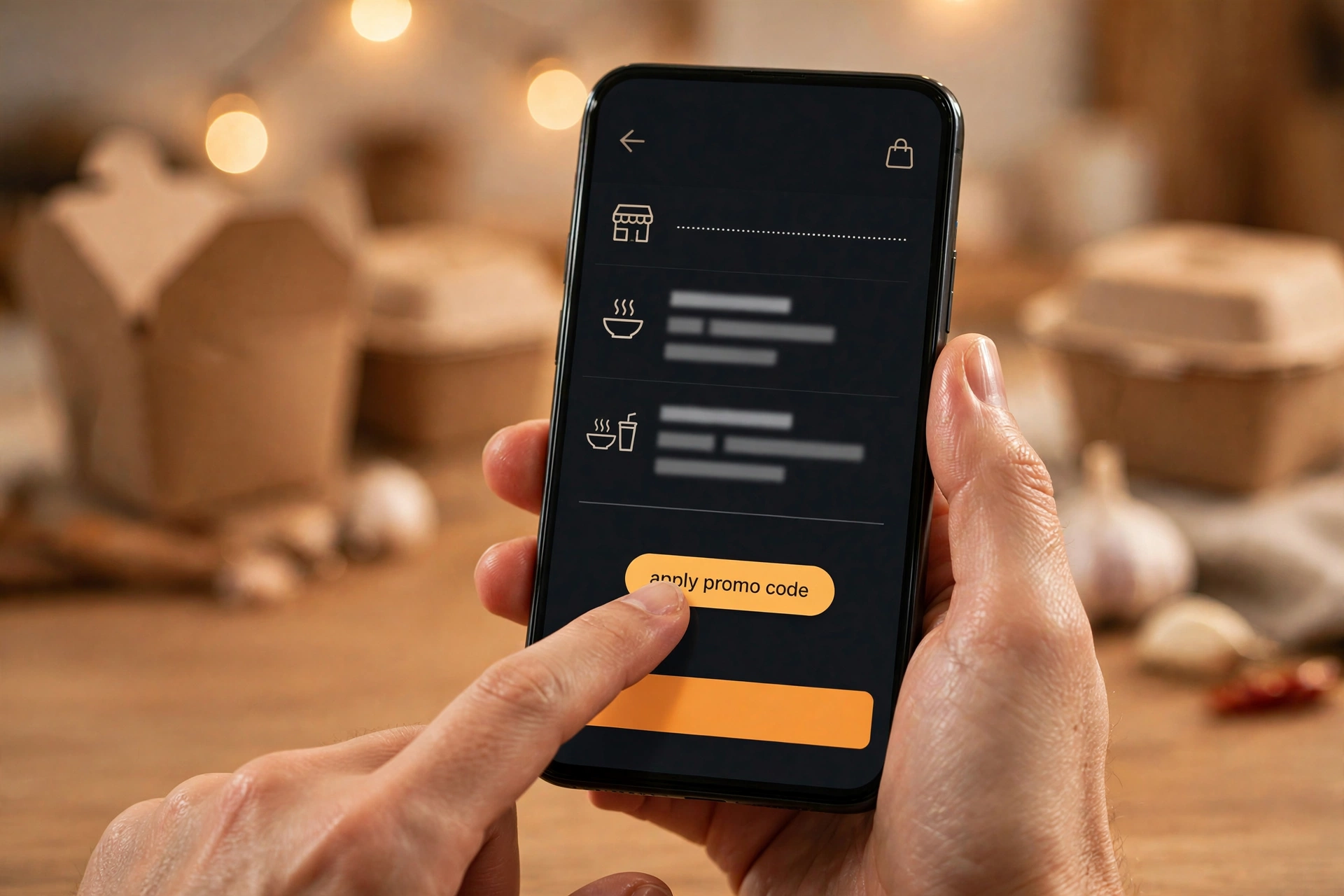 Smartphone showing DoorDash app checkout with promo code entry
