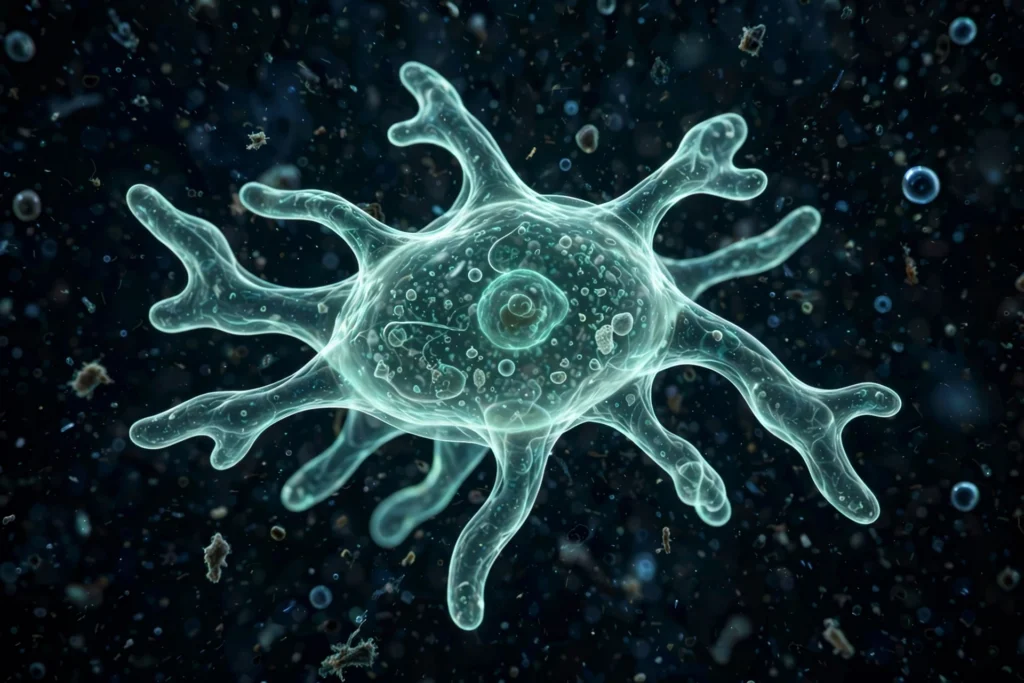 Microscopic view of Naegleria fowleri, the brain-eating amoeba