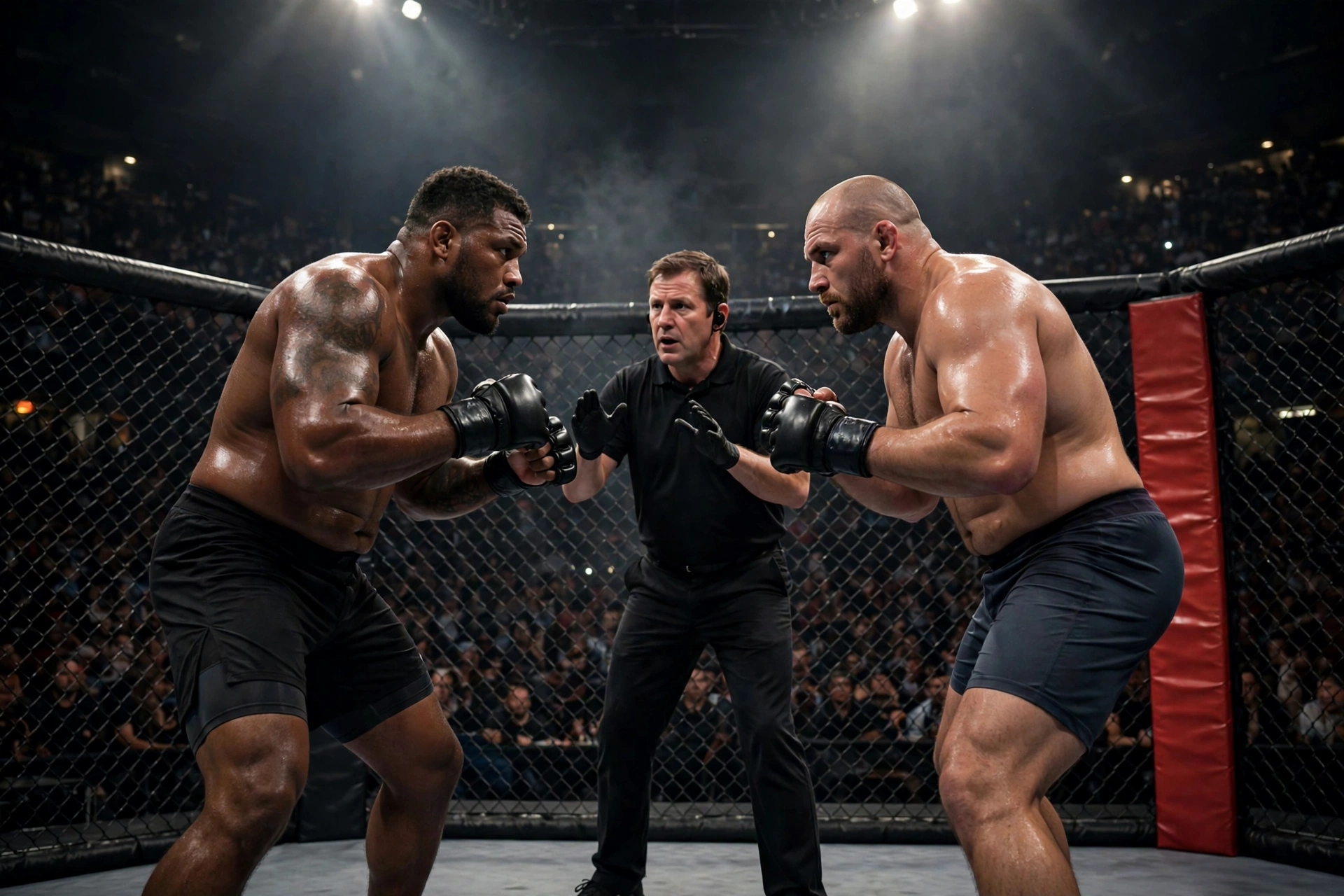 Sean Sharaf vs Gable Steveson heavyweight face-off inside the UFC octagon at UFC 331
