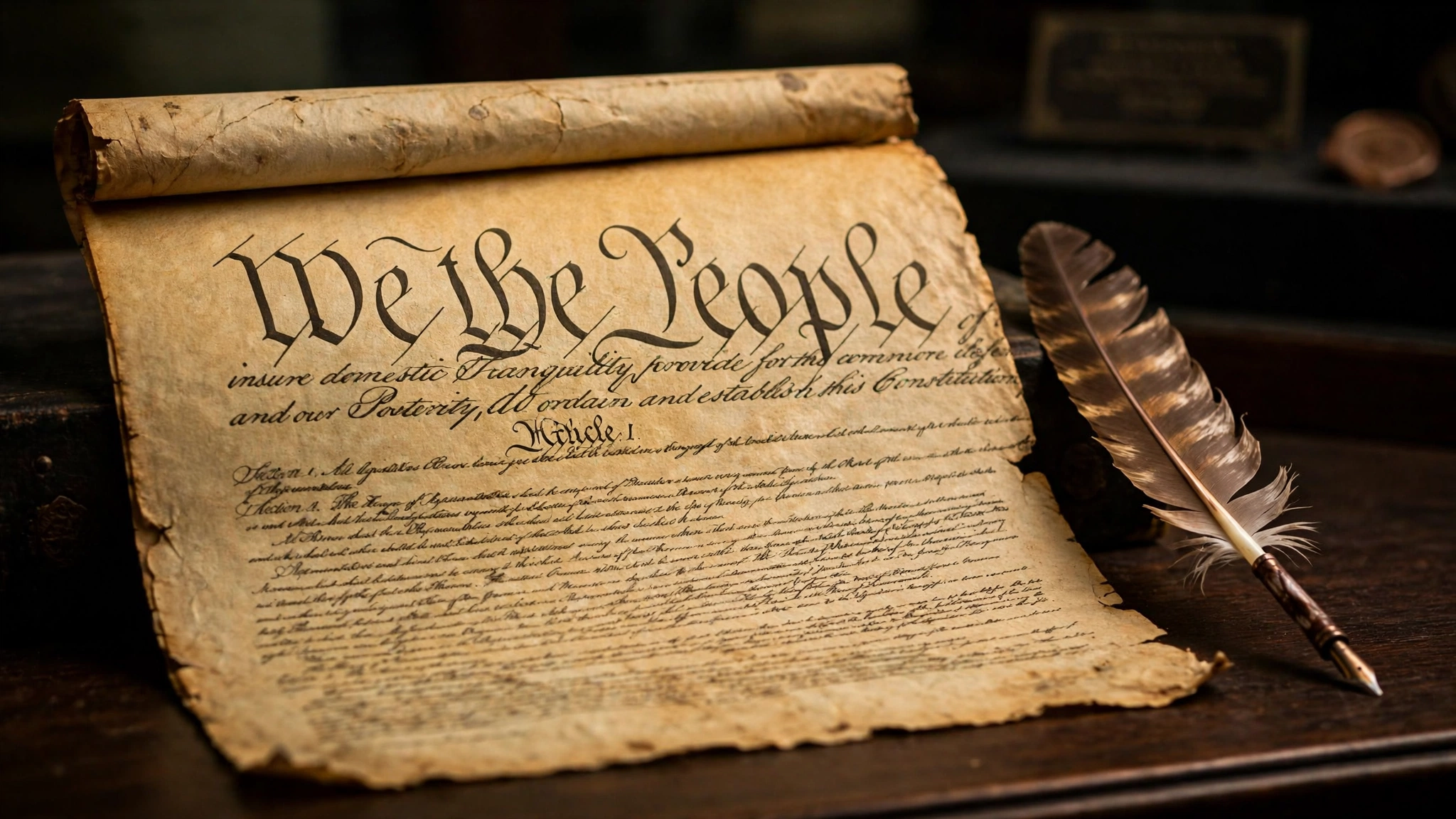 Parchment of the U.S. Constitution with a quill pen — Constitution Day 2026