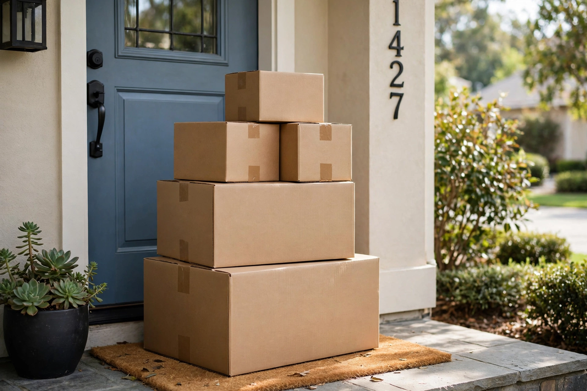 Amazon Prime delivery boxes on a doorstep for settlement eligibility based on Prime benefit usage